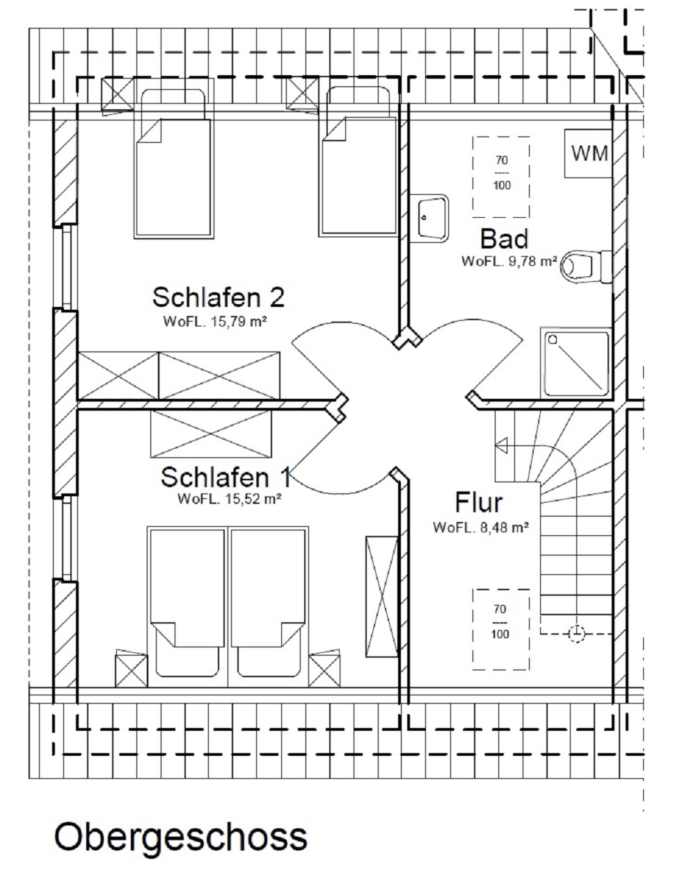 Grundriss Obergeschoss der Ferienwohnung Baltrum