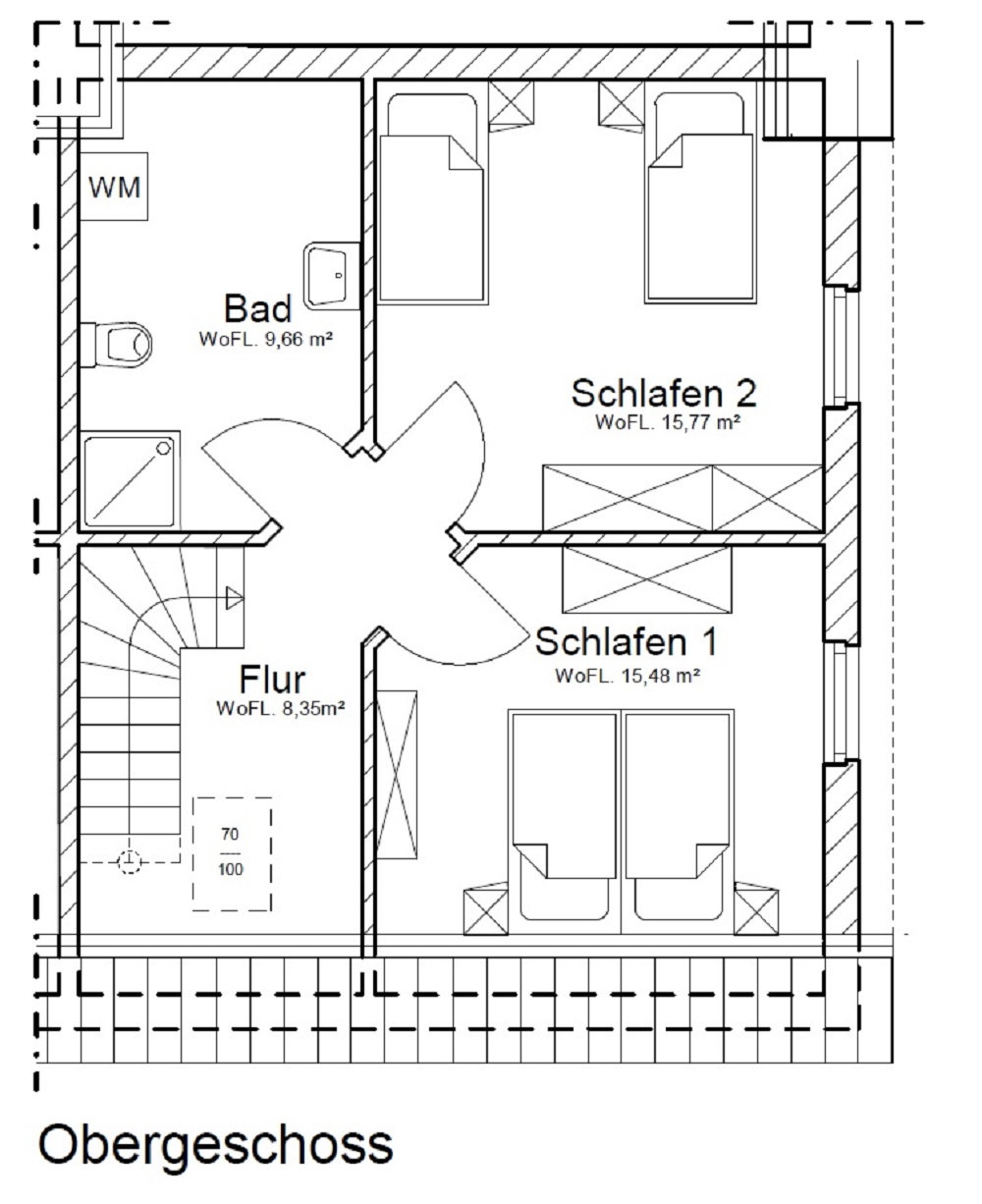 Grundriss Obergeschoss der Ferienwohnung Störtebeker